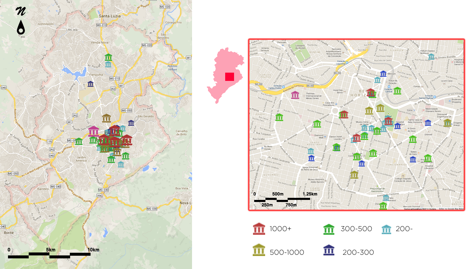mapa de localização dos teatros